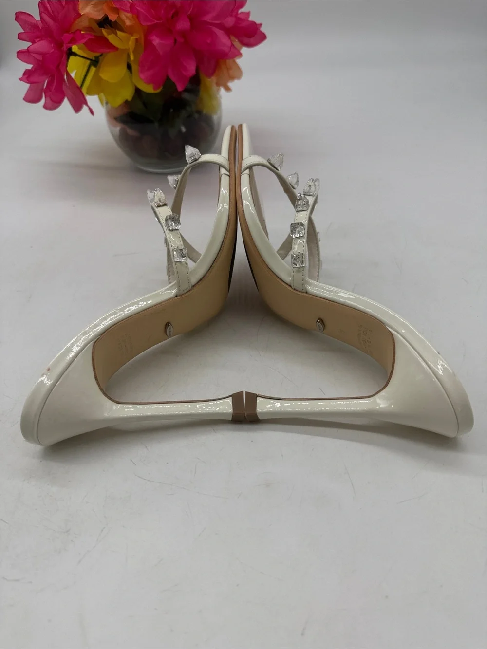 Tony Bianco Duo White Patent Crystal-Strap High Heel Mules Size 6.5 MCH10106G